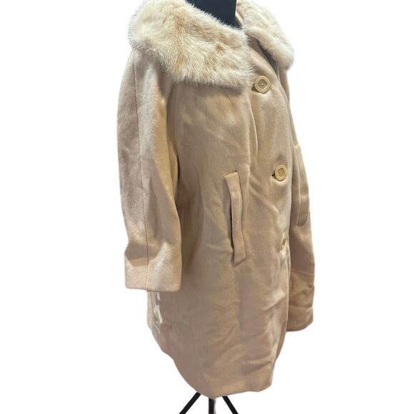 Vintage RARE Everitt-Buelow Wool Coat with Fur Collar 50s Union Made MCM Large - Picture 4 of 16